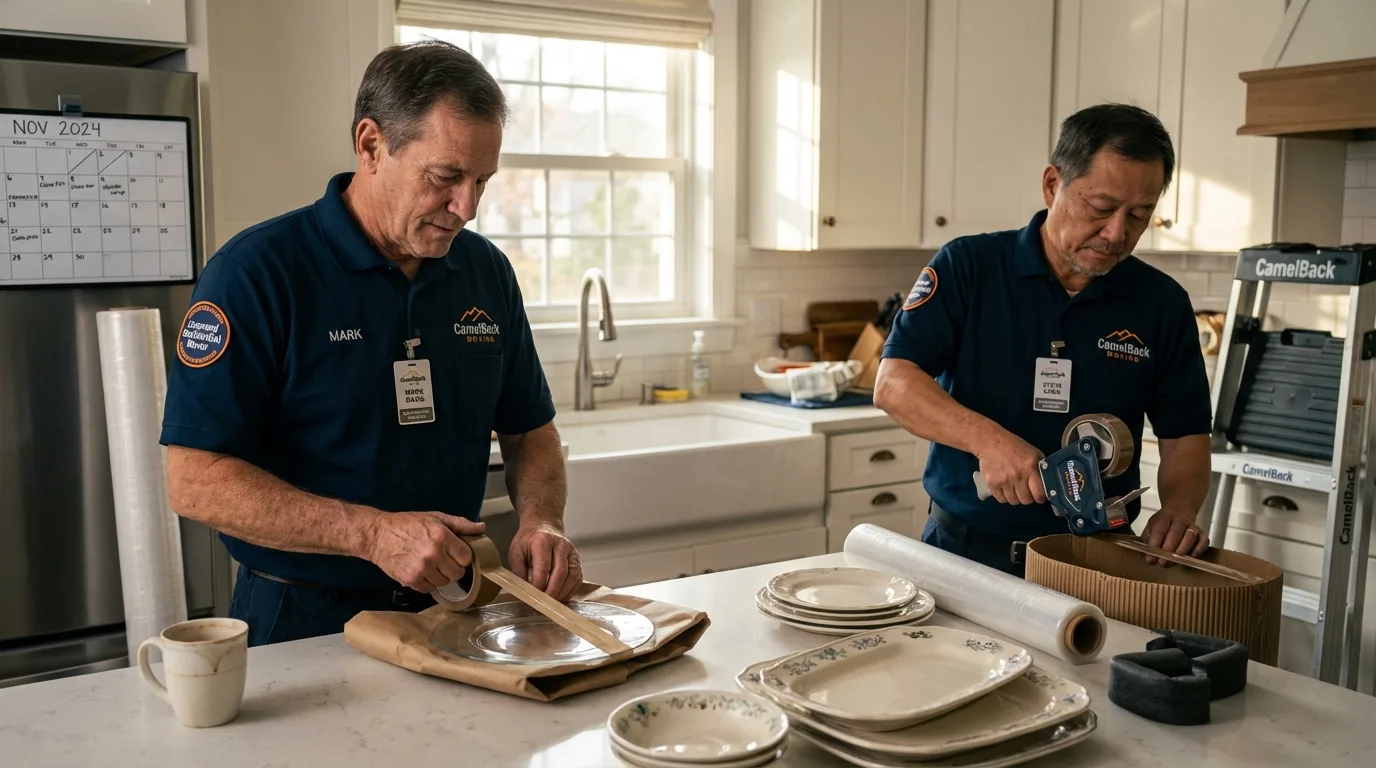 Professional crew packing kitchen dishware in Blackstone, VA